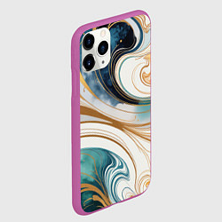 Чехол iPhone 11 Pro матовый Аквамарин и оранж узор с завитками, цвет: 3D-фиолетовый — фото 2