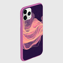 Чехол iPhone 11 Pro матовый Бежевые волны текстура, цвет: 3D-фиолетовый — фото 2