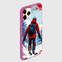 Чехол iPhone 11 Pro матовый Красный лыжник, цвет: 3D-фиолетовый — фото 2