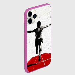 Чехол iPhone 11 Pro матовый Прыжок в длину на белом, цвет: 3D-фиолетовый — фото 2