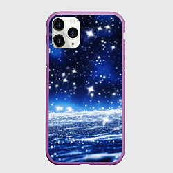 Чехол iPhone 11 Pro матовый Космический синий абстрактный фон - текстура, цвет: 3D-фиолетовый