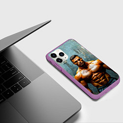 Чехол iPhone 11 Pro матовый Бодибилдер на сером, цвет: 3D-фиолетовый — фото 2