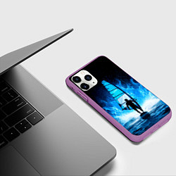Чехол iPhone 11 Pro матовый Виндсерфер в синем пламени, цвет: 3D-фиолетовый — фото 2