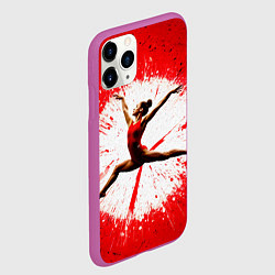 Чехол iPhone 11 Pro матовый Воздушная гимнастка на красном, цвет: 3D-фиолетовый — фото 2