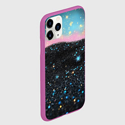 Чехол iPhone 11 Pro матовый Блестящая текстура на черном, цвет: 3D-фиолетовый — фото 2