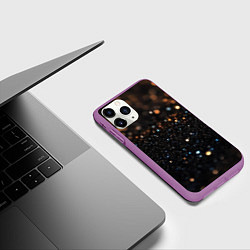 Чехол iPhone 11 Pro матовый Черный текстурный фон, цвет: 3D-фиолетовый — фото 2