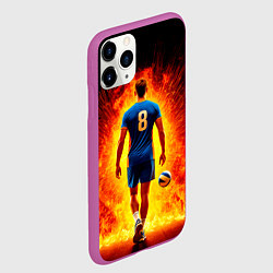 Чехол iPhone 11 Pro матовый Волейболист в огне, цвет: 3D-фиолетовый — фото 2