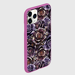 Чехол iPhone 11 Pro матовый Фиолетовые мраморные розы - паттерн, цвет: 3D-фиолетовый — фото 2