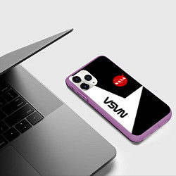 Чехол iPhone 11 Pro матовый Nasa текстура геометрия, цвет: 3D-фиолетовый — фото 2