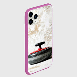 Чехол iPhone 11 Pro матовый Камень для кёрлинга на белом, цвет: 3D-фиолетовый — фото 2