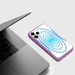 Чехол iPhone 11 Pro матовый Овалы с свечением, цвет: 3D-фиолетовый — фото 2
