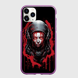 Чехол iPhone 11 Pro матовый Инопланетная девушка в красной краске, цвет: 3D-фиолетовый