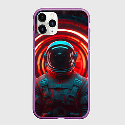 Чехол iPhone 11 Pro матовый Космонавт перед красным порталом, цвет: 3D-фиолетовый