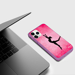 Чехол iPhone 11 Pro матовый Спортивная гимнастика на розовом, цвет: 3D-фиолетовый — фото 2