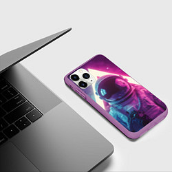 Чехол iPhone 11 Pro матовый Космонавт и треугольник, цвет: 3D-фиолетовый — фото 2