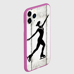 Чехол iPhone 11 Pro матовый Фигуристка на сером, цвет: 3D-фиолетовый — фото 2
