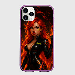 Чехол iPhone 11 Pro матовый Пламенная Мавуика - Genshin Impact, цвет: 3D-фиолетовый