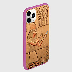 Чехол iPhone 11 Pro матовый Фараон со смартфоном египетский барельеф, цвет: 3D-фиолетовый — фото 2