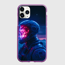 Чехол iPhone 11 Pro матовый Синий космонавт с красным черепом, цвет: 3D-фиолетовый