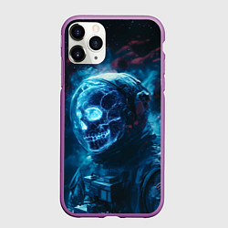 Чехол iPhone 11 Pro матовый Скелет американского космонавта, цвет: 3D-фиолетовый