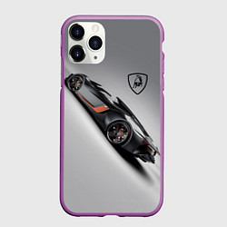Чехол iPhone 11 Pro матовый Lamborghini - racing car, цвет: 3D-фиолетовый