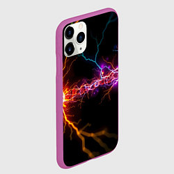 Чехол iPhone 11 Pro матовый Две неоновые вспышки, цвет: 3D-фиолетовый — фото 2