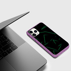 Чехол iPhone 11 Pro матовый Color light green line, цвет: 3D-фиолетовый — фото 2