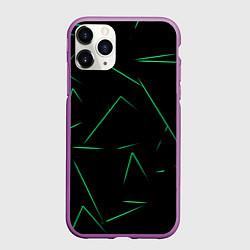 Чехол iPhone 11 Pro матовый Color light green line, цвет: 3D-фиолетовый