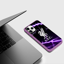 Чехол iPhone 11 Pro матовый Ливерпуль молнии, цвет: 3D-фиолетовый — фото 2