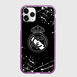 Чехол iPhone 11 Pro матовый Real Madrid белые краски, цвет: 3D-фиолетовый