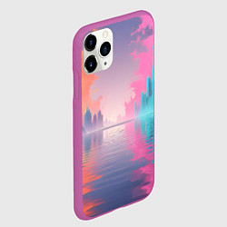 Чехол iPhone 11 Pro матовый Город в розовом тумане, цвет: 3D-фиолетовый — фото 2