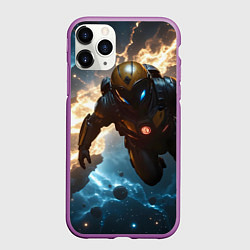 Чехол iPhone 11 Pro матовый Астронавт на фоне туманности