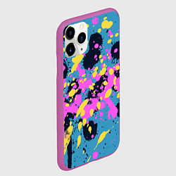 Чехол iPhone 11 Pro матовый Брызги краски розовой желтой и темно синей, цвет: 3D-фиолетовый — фото 2