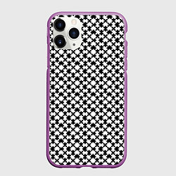 Чехол iPhone 11 Pro матовый Пазлы черно белый паттерн, цвет: 3D-фиолетовый