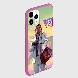 Чехол iPhone 11 Pro матовый Рауль Баутиста Gta 6, цвет: 3D-фиолетовый — фото 2
