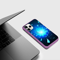 Чехол iPhone 11 Pro матовый Неоновый космический взрыв на светлом фоне, цвет: 3D-фиолетовый — фото 2