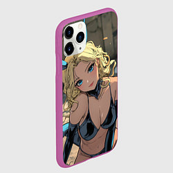 Чехол iPhone 11 Pro матовый Блондинка в костюме кошечки, цвет: 3D-фиолетовый — фото 2