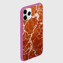 Чехол iPhone 11 Pro матовый Темно-оранжевый мрамор, цвет: 3D-фиолетовый — фото 2