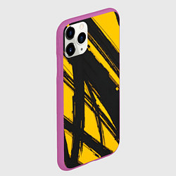 Чехол iPhone 11 Pro матовый Абстракция на желтом, цвет: 3D-фиолетовый — фото 2