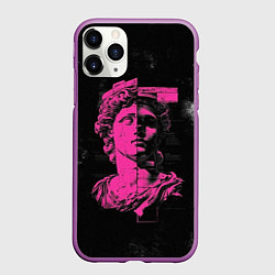 Чехол iPhone 11 Pro матовый Скульптура гранж арт, цвет: 3D-фиолетовый