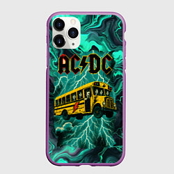 Чехол iPhone 11 Pro матовый Автобус ACDC в молнии, цвет: 3D-фиолетовый