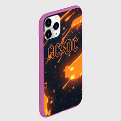 Чехол iPhone 11 Pro матовый ACDC оранжевый логотип, цвет: 3D-фиолетовый — фото 2