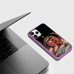 Чехол iPhone 11 Pro матовый Осьминог такояки, цвет: 3D-фиолетовый — фото 2