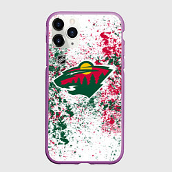 Чехол iPhone 11 Pro матовый Minnesota Wild NHL white, цвет: 3D-фиолетовый