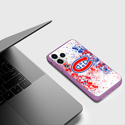 Чехол iPhone 11 Pro матовый Montreal Canadiens NHL white, цвет: 3D-фиолетовый — фото 2