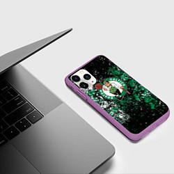 Чехол iPhone 11 Pro матовый Boston Celtics basketball, цвет: 3D-фиолетовый — фото 2