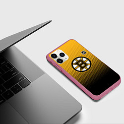 Чехол iPhone 11 Pro матовый Бостон Брюинз - геометрический градиент, цвет: 3D-малиновый — фото 2