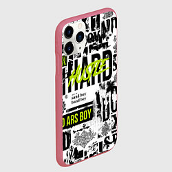 Чехол iPhone 11 Pro матовый Pattern with inscriptions hustle sand boy, цвет: 3D-малиновый — фото 2