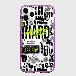 Чехол iPhone 11 Pro матовый Pattern with inscriptions hustle sand boy, цвет: 3D-фиолетовый