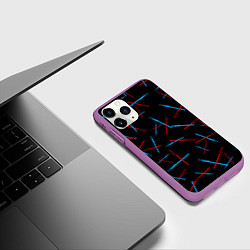 Чехол iPhone 11 Pro матовый Паттерн из световых мечей, цвет: 3D-фиолетовый — фото 2